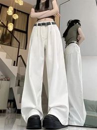 Women's Jeans American Vintage White Women High-waisted Straight Pants Korean Chic Casual Loose Wide-legged