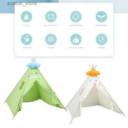 Toy Tents Washable Play Tent Children Foldable Tipi Tents Outdoor Kids Canvas Triangle Playhouse Little Beach Teepee Party Room Decor L240313