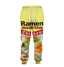 Novos homens/mulheres sabor frango ramen macarrão 3d impresso calças casuais moda masculina solta esportiva calças compridas kz03