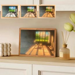 Frame Painting Light Led Picture Frame Japan Decorative Light Painting Simulate Sunshine Drawing Night Light Home Table Lamp Decor