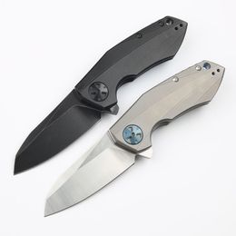 CK 0456 Flipper Knife D2 Steel Satin/Black Titanium Coating Tanto Point Blade CNC TC4 Titanium Alloy Handle Ball Bearing EDC Pocket Knives
