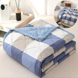 Comforters sets Plaid Summer Quilt Washed Cotton Air Condition Thin Comforter Blanket Bedspread for Single Double Queen King Bed Coverlet YQ240313