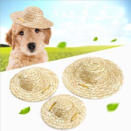 Dog Apparel Summer 1pcs Pet Cat Cool Straw Hat Sun Hats Puppy Supplies Hawaii Style Accessories Dogs Cats Caps184Q