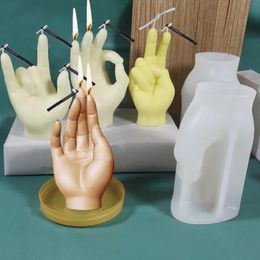 Craft Tools Hand Shape Silicone Mould Creative Gesture Scented Candle Wax Making Mould Home Decor Soap Resin DIY246c