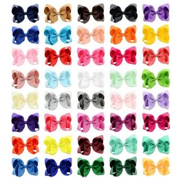 Solid Colour Grosgrain Ribbon Hair Bow 6inch Handmade Hairlips For Kids Girls Hairgrips Hair Accessories