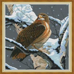 The falcon in tree home decor diy kit Handmade Cross Stitch Craft Tools Embroidery Needlework sets counted print on canvas DMC 14254Q