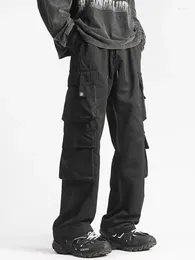 Men's Pants Black Work For Spring And Autumn Loose Multi Pocket Long 2024 High Street Trendy Brand Summer Straight Leg
