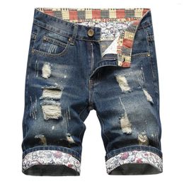 Men's Jeans Mens' Denim Shorts Summer Ripped Patch Half Button Zipper Trousers For Man Casual Ropa De Hombre