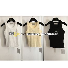 Designer Tank Tops Rhinestone Logo Knit Vest Stylish Solid Color Knit Top Summer Women Slim Fit Tanks Tees