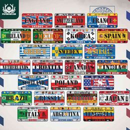 National Style Tin Sign Decorative License Plate Plaque Metal Vintage Wall Sign Home Bar Decor Iron Painting Metal Poster H11102925