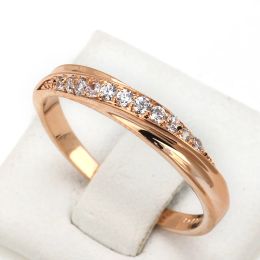 Wedding Ring For Women Lovers Simple Cubic Zirconia Rose 14K Gold Fashion Jewellery