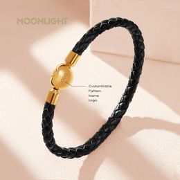 Charm Bracelets Lucky Golden Treasure Genuine Braided Leather Bracelet For Woman Simple Black Red Female Fashion Jewellery Accessories Gift