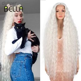 Synthetic Wigs Bella Synthetic Lace Wigs 42 Inch Long Cosplay Curly Hair Blonde Pink Colourful Wigs For Synthetic Lace Wig ldd240313