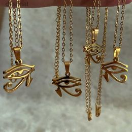 Pendant Necklaces Stainless Steel Ancient Egypt Symbol Necklace Vintage Egyptian Pharaoh Eye of Horus Pendant Necklaces For Women Fashion JewelryL242313