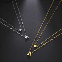 Pendant Necklaces Fashion Tiny Heart Initial Necklace Gold Silver Colour Multilayer Letter Choker Necklace For Women Charm Pendant Jewellery GiftL242313