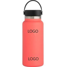 32oz/40OZ With LOGO Creative Sports Kettle 304 Stainless Steel Vacuum Insulation Cup Outdoor Portable Space Water Jug Bottles