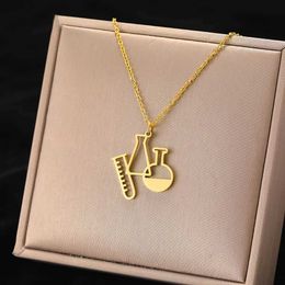 Pendant Necklaces Stainless Steel Necklaces New Design Chemical Containers Creative Pendant Collar Chain Unusual Necklace For Women Jewellery Gifts L24313