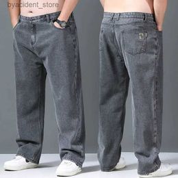 Men's Jeans Straight Baggy Jeans Trousers Men Casual Wide Leg Classic Durable Work Wear Grey Denim Pants Big size Clothes Male 2023 New L240313
