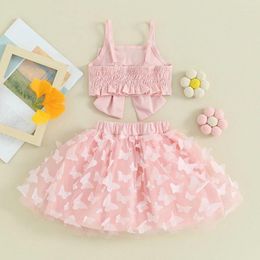 Clothing Sets Baby Girl Summer Skirt Spaghetti Strap Tops Elastic Waist Mesh 2 Piece Tutu Dresses Birthday Party Outfits