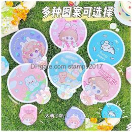 Party Favor Foldable Cartoon Handheld Fan Wedding And Personal Promotional Gifts Summer Outdoor Portable Fans Drop Delivery Home Gar Dhxgh