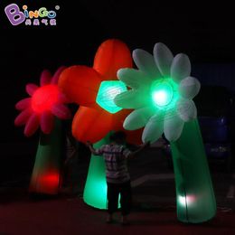 4mH (13.2ft) with blower Exquisite craft decorative inflatable flowers add led lights toys sports inflation artificial plants for party event decoration