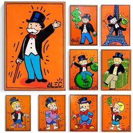 Cartoon Gentleman Rich Man Alec Monopoly Posters and Prints Canvas Paintings Wall Art Pictures for Living Room Home Decoration Cua235P