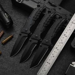 Camping Hunting Knives 56HRC Camp Knife Hammer For Glass Scissors For Rope Multifunction Foldable Survival Knife Aluminium Handle Black 240315