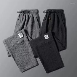 Men's Pants Summer Men Linen Casual Spring Autumn Thin Straight Tube Label Y2k Korean Version Of Large Size Sports Nine-Point Pant
