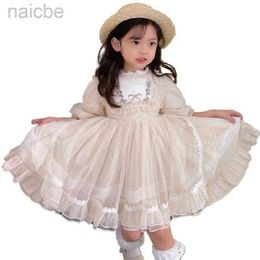 Girl's Dresses Spanish style Princess Dress Party Dresses Half Long Sleeves Beige Lolita Clothes Party Evening Costume Gifts ldd240313