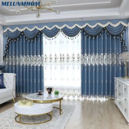 Curtains Melunmhom Luxury Chenille Jacquard Embroidered Curtains for Bedroom Living Room Blackout Velvet Fabric Window Decoration Customi