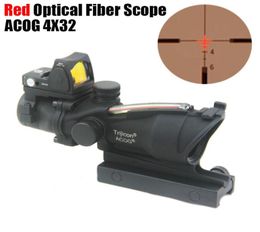 Tactical Trijicon ACOG 4X32 Fibre Source Red Optical Fibre Scope w RMR Micro Red Dot Marked Version Black5498762