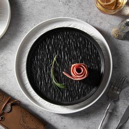 Plates High Beauty Pattern Black And White Ceramic Deep Disk Steak Tableware Restaurant