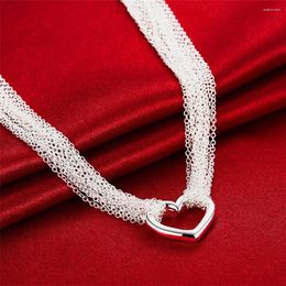 Pendants 925 Sterling Silver Necklaces For Women Multi Lines Heart Pendant Necklace Collier Female Fashion Jewelry Factory Price