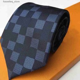 Neck Ties Mens Tie brand Designer Silk Necktie luxury brown Jacquard Party Wedding Business Woven fashion plaid Design box suit Tie L0313