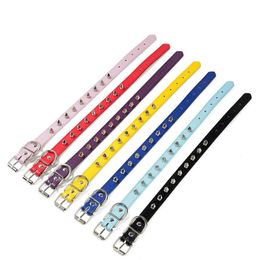 Rivet Nail Avoid Bite Dog Collar Candy Colours Pu Leather Leash Collars Pet Puppy Supplies 225C31521393