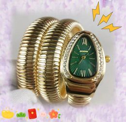 Reloj Mujer Luxury Gold Silver Snake Winding Watches Women Fashion Crystal Quartz Bangle Bracelet Diamonds Ring Ladies Full Stainless Steel Band Watches Gifts