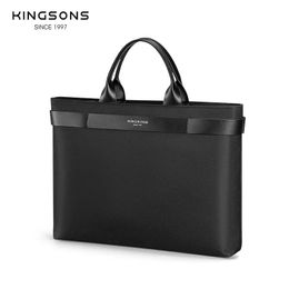 Kingsons 2023 Men Women Fashion Business Briefcase 156 inch Laptop Bag Waterproof TopHandle Classic Black Handbag 240313