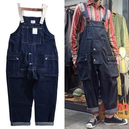 Denim Overalls Men Cargo Work Bib Trousers Male Functional Multi-Pockets Mens Pants Streetwear Coveralls Men