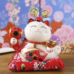 Boxes 4.5 Inch Japanese Porcelain Lucky Cat Money Box Home Decoration Ornaments Ceramic Piggy Bank Business Gifts