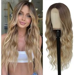 Synthetic Wigs Lace Wigs Gradient blonde long curly wig women small lace wig chemical fibre headgear lace wigs braided lace front wigs 26inch ldd240313