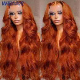 Synthetic Wigs Synthetic Wigs Orange Ginger Lace Front Wig Body Wave Lace Wig 13X6 Hair Glueless 13X4 Lace Front Hair Wig Lace Frontal Wigs ldd240313