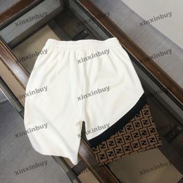 xinxinbuy 2024 Men women designer shorts Panelled roma Letter printing cotton fabric short black white brown gray yellow S-XL