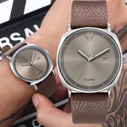 Wristwatches Trendy Quartz Watch for Men Sports Watches Automatic Date Military Wristwatch Minimalist Fashion Men Gifts Leather Strap RelogioL2303
