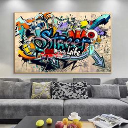 Artwork Graffiti Art Street Pop Posters Canvas Painting Posters and Prints Cuadros Living Room Home Decoration Wall Art265w