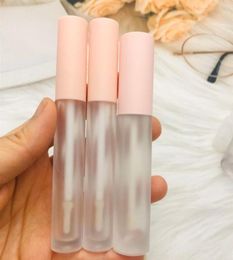 New 3ml 5ml lip gloss tubes Empty lip balm bottle Pink Cap Frosted clear Lipstick Cosmetic packing container 201012292F5409090