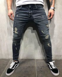 Boys Mens Ripped Jeans Stretchy Skinny Slim Fit Denim Pants Destroyed Frayed Moustache Effect Trousers Fashion Streetwear3790176