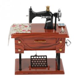 Boxes Music Box Sewing Machine Music Box European Crafts Retro Sewing Clockwork Home Crafts Decoration Creative Birthday Gift