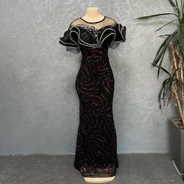 Party Dresses Evening Dress Plus Size Sexy Elegant Luxury Rose-shaped Sequin Ruffle Slim Fit Fishtail Long Banquet Gown