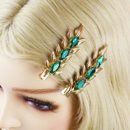 Headpieces Gold Leaf Bridal Hair Clips Rhinestone Wedding Jewelry Pins Flower Bride Accessories For Women And Girls Mother Gifts