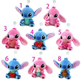 Plush Toy Stitch Doll Hug, Strawberry, Milk Tea Couple Doll Pendant